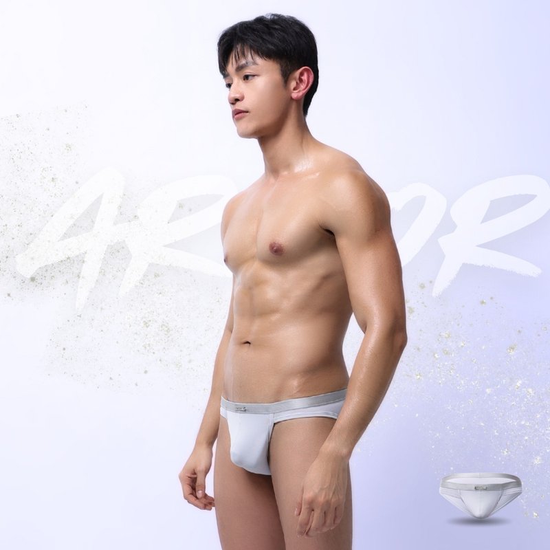 AttentionWear鎧色盾甲三角內褲【白銀灰】│細邊 快乾透氣 機能 - 男內衣褲 - 尼龍 灰色