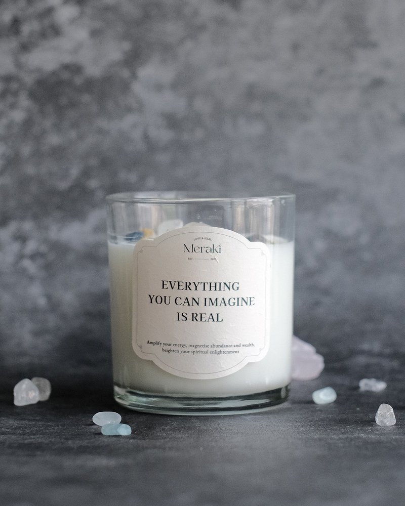 Manifestation Crystal Candle: Blessing Magic A - Oakmoss Amber - Fragrances - Wax White