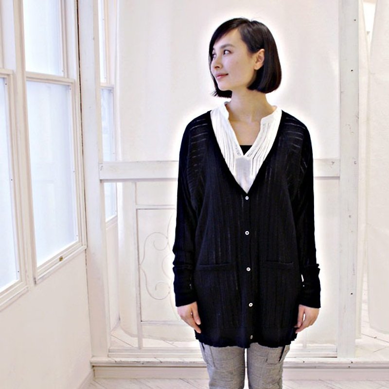 SALE 35％OFF【armoire*】寬鬆花紋針織外套 [skij-17] - 女毛衣/針織衫 - 棉．麻 