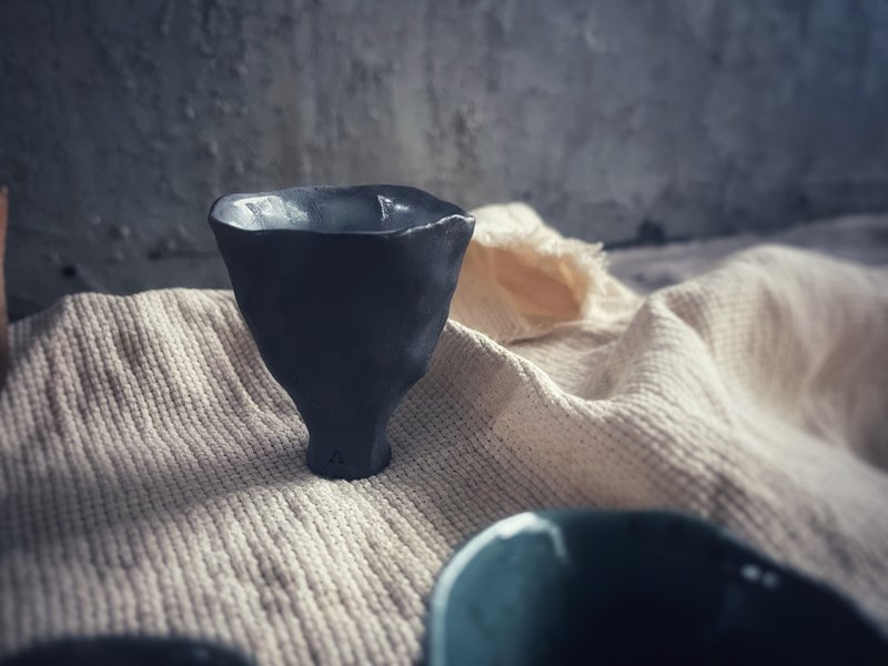 宴會盛放茶酒花杯・品茶杯・小酒杯  / 墨黑/ - 茶壺/茶杯/茶具 - 陶 