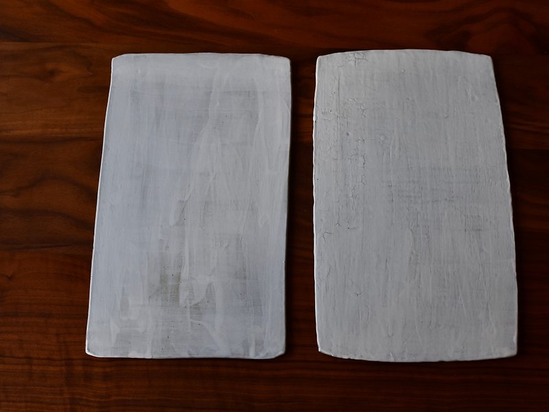Taoshi Gray Snow Series Completely Flat Plate Large Size - ถ้วย - ดินเผา ขาว