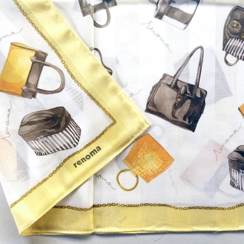 renoma Vintage Scarf Women Handbag Collection 23 x 22.5 inches - 絲巾 - 棉．麻 黃色