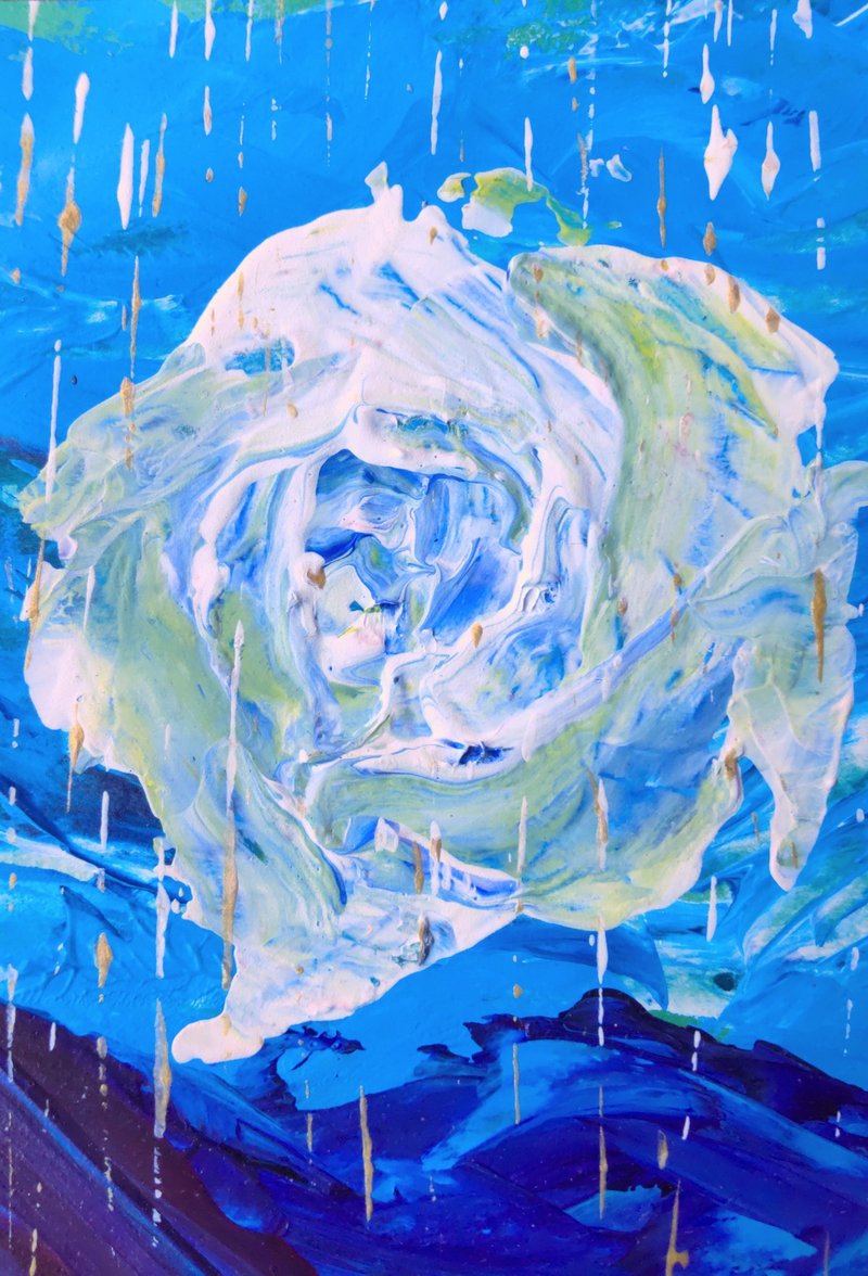 Original painting [White Rose] Acrylic original painting - โปสเตอร์ - กระดาษ สีน้ำเงิน