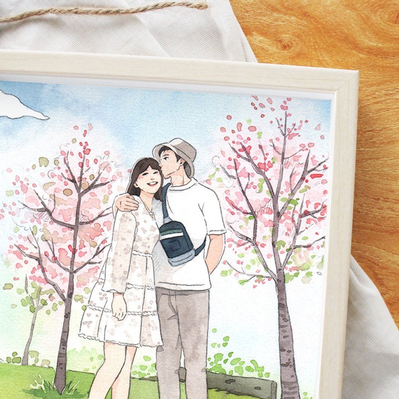 【 情人節禮物 】客製可愛情侶插畫 | 男女朋友 | 結婚送禮 - 似顏繪/客製畫 - 紙 