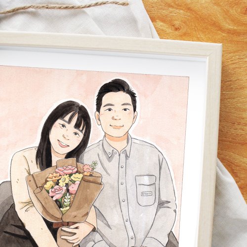 YU STUDIO | 小俞水彩 【 情人節禮物 】客製情侶插畫 | 七夕 | 男女朋友 | 結婚送禮