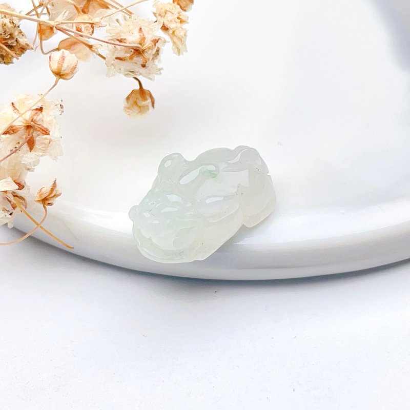 【招財神獸】冰飄綠花翡翠貔貅吊飾 | 天然緬甸玉翡翠A貨 - 其他 - 玉石 綠色