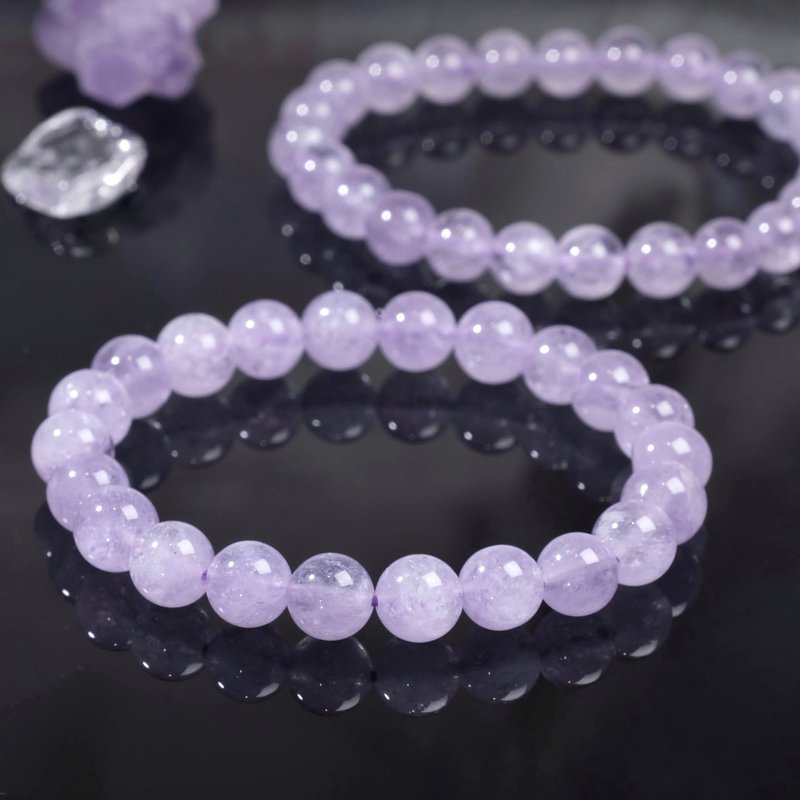 8mm Ice Transparent Amethyst Bracelet Natural Stone Love Stone Popular Marriage - Bracelets - Crystal Purple