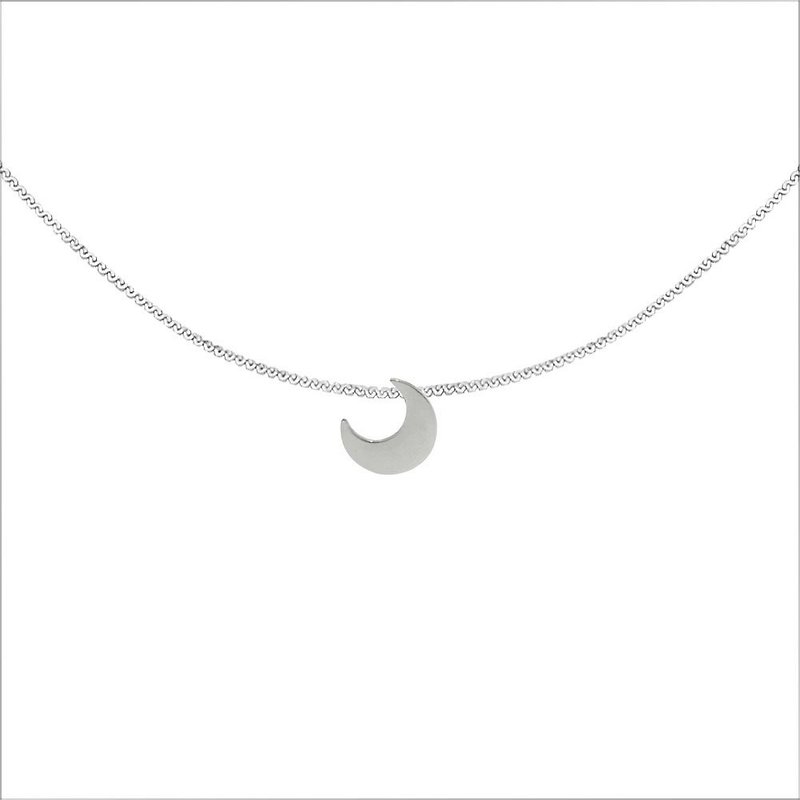 Moon Curved Steel Necklace-Steel - สร้อยคอ - สแตนเลส สีใส
