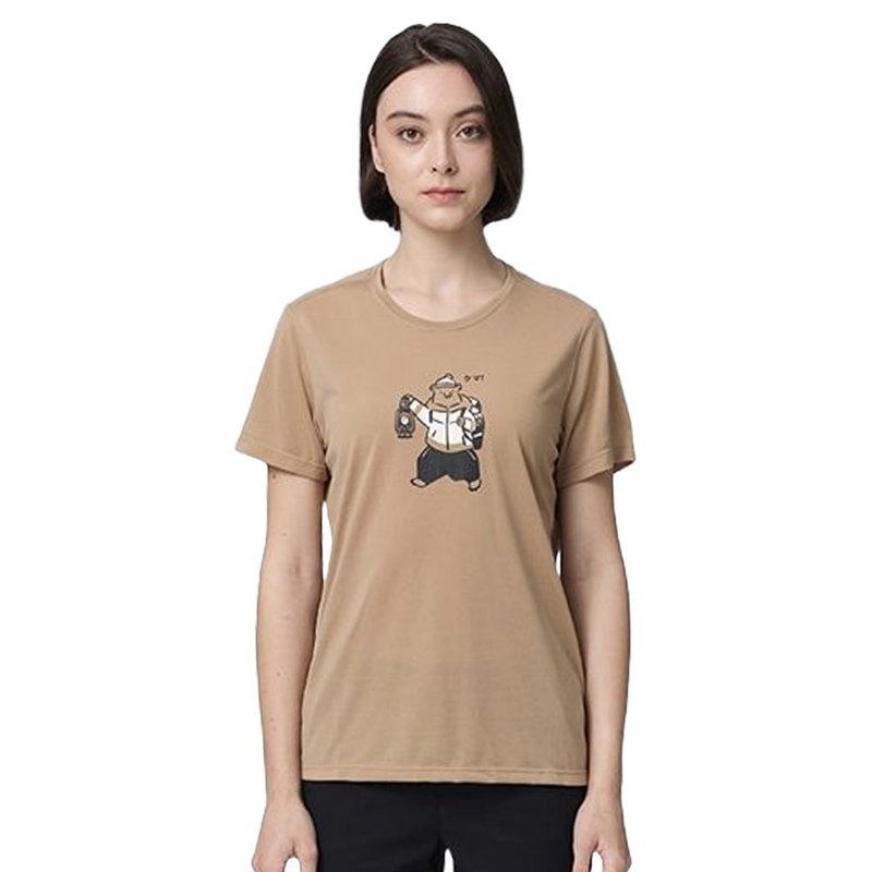 【Wildland】Wildland Adventure Bear Functional T 0B21603-121 Wheat Color - Women's T-Shirts - Polyester Khaki