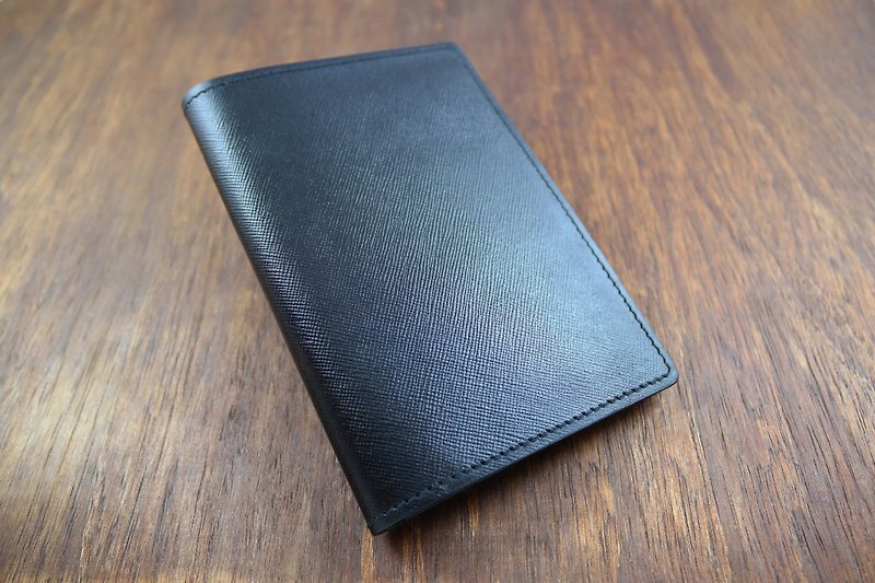 Api Handmade ~ Passport Holder ~ Cross Fine Grain Black - Passport Holders & Cases - Genuine Leather Black