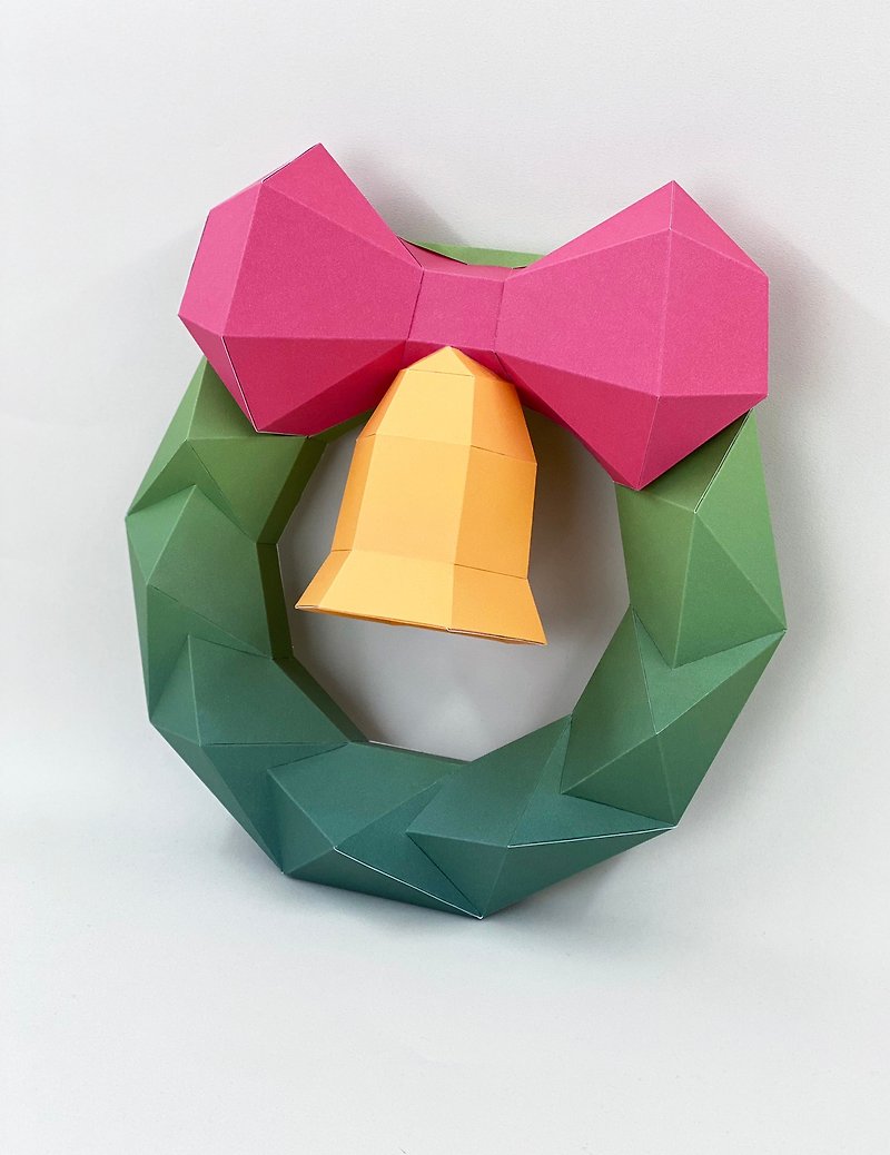 Paper Craft-Christmas Wreath. No Cutting - งานไม้/ไม้ไผ่/ตัดกระดาษ - กระดาษ สีเขียว
