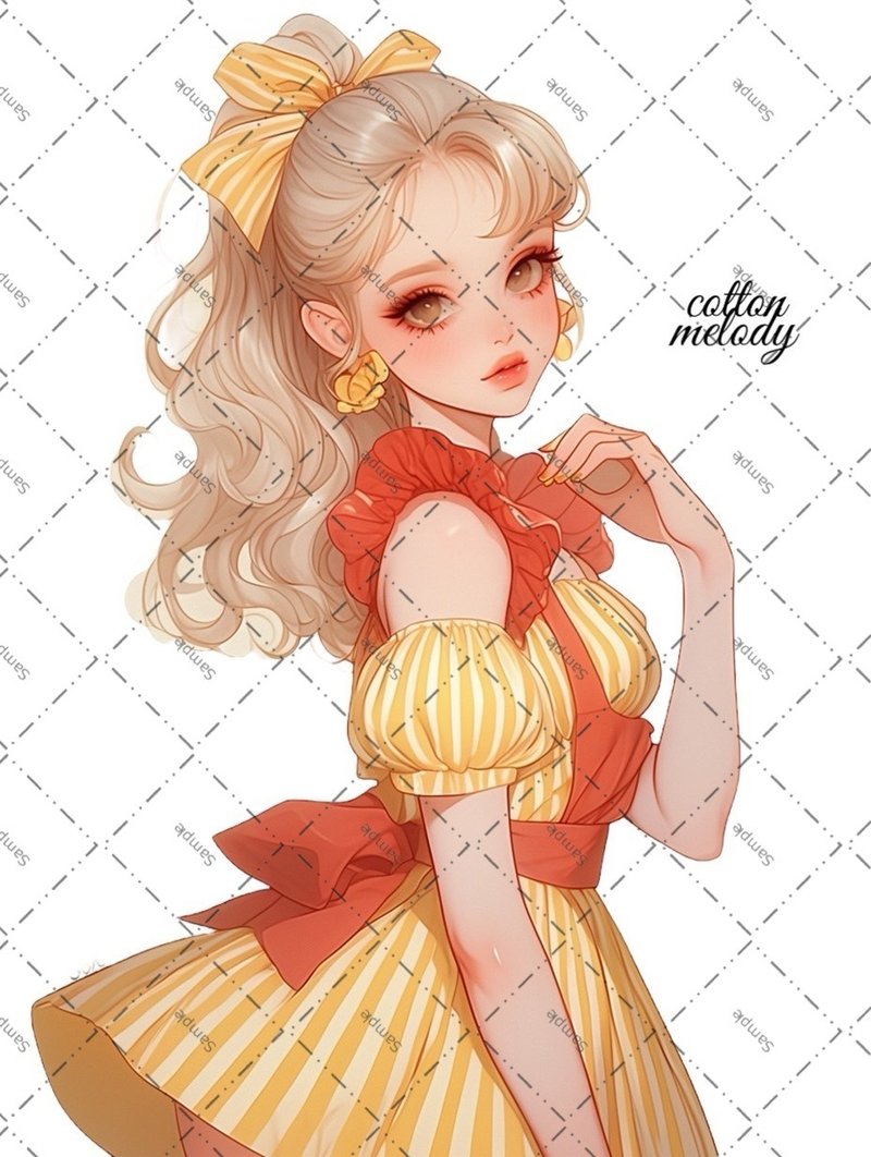 original sticker no.1853 人物ステッカー オリジナルステッカー オリジナル人物ステッカー 装飾ステッカー cotton melody - 貼紙 - 紙 