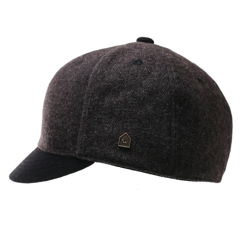 Knight's hat / gray wool - Hats & Caps - Cotton & Hemp Black