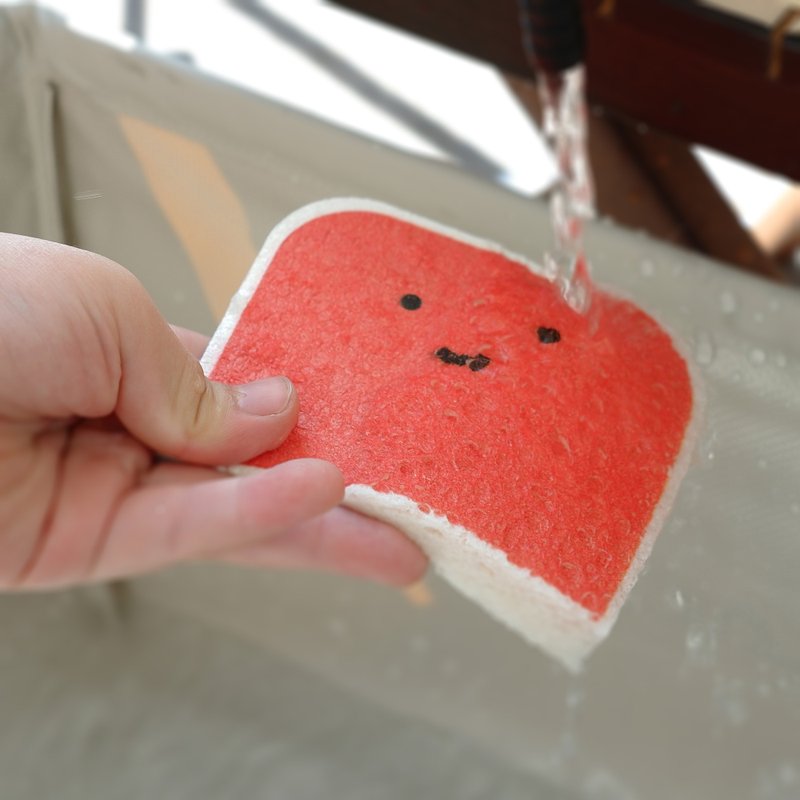 Cute Shape Natural Cellulose Pop Up Cleaning Sponges (Red) - ผลิตภัณฑ์ล้างจ้าน - วัสดุอีโค ขาว