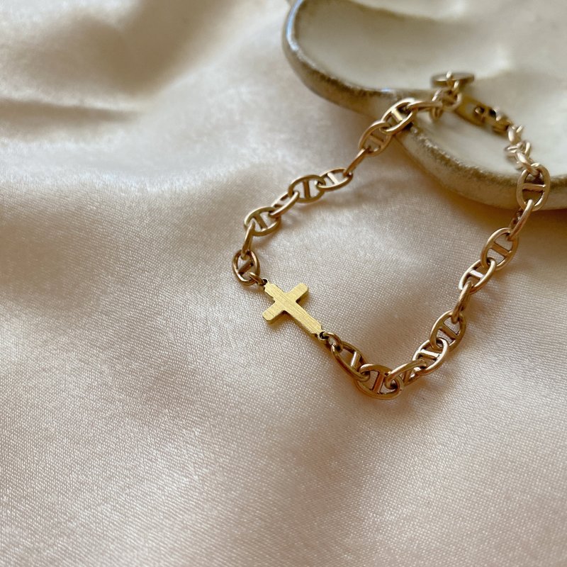 Wishes -Brass cross bracelet - Bracelets - Copper & Brass Gold