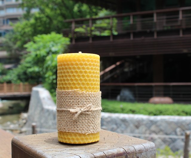 100% Pure BEESWAX Pillar Candles, Eco-friendly Candles, Hand-rolled Beeswax  Candles size: 10cm/4cm, Non-toxic Candles 
