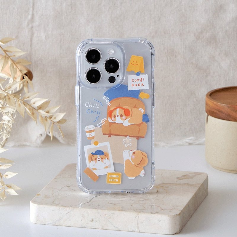 Corgi Kaka Lazy Daily Anti-Yellow and Anti-fall MagSafe iPhone Case - เคส/ซองมือถือ - พลาสติก สีใส