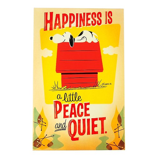 205剪刀石頭紙 Snoopy復古廣告牌-幸福是寧靜【Hallmark-Peanuts擺飾/掛飾】