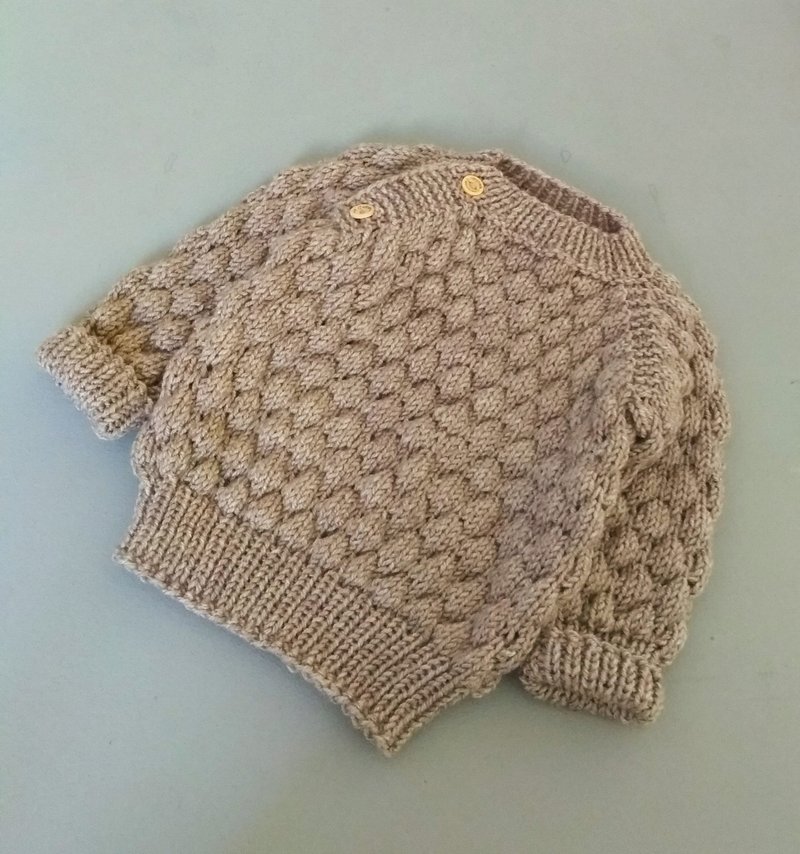 Knitting pattern for sweater, 6-12 months, pdf instruction in English - เสื้อโค้ด - ขนแกะ สีนำ้ตาล