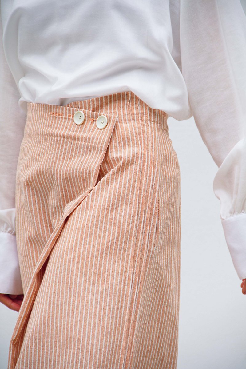 summer lana skirt - กระโปรง - ผ้าฝ้าย/ผ้าลินิน สีส้ม