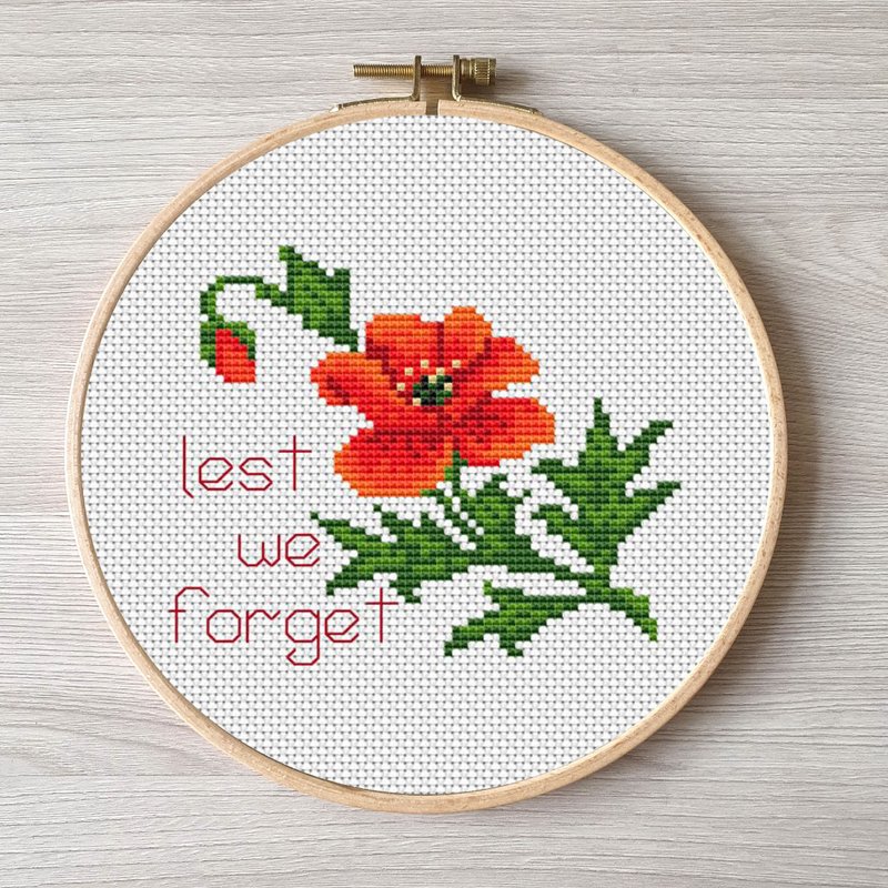 罌粟刺繡 Poppy pattern pdf cross stitch DIY Design flower digital Small pattern - 其他數位設計 - 其他材質 