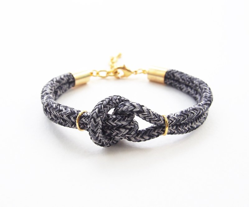 Black knot bracelet with gold material - 手鍊/手鐲 - 其他材質 黑色