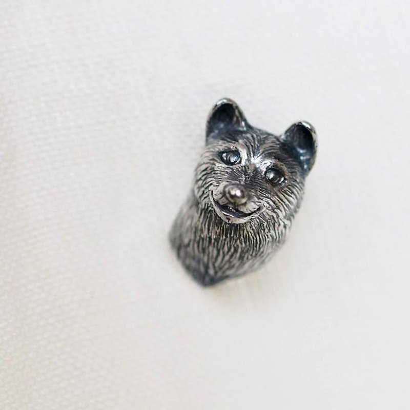 Shiba Inu's dog pin brooch - Brooches - Other Metals Silver