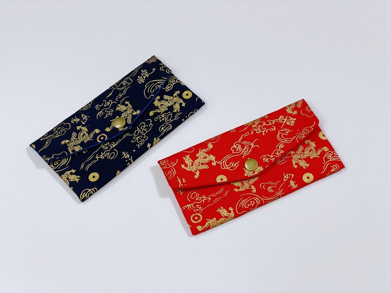 The auspicious cloud dragon red envelope bag/storage bag/passbook bag in the Year of the Dragon can be embroidered with your name for free - Chinese New Year - Cotton & Hemp Red