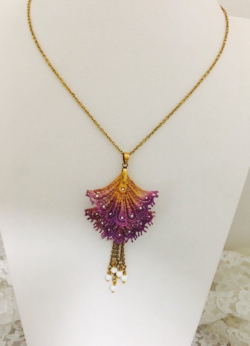 South Typhoon Chihkan Tower Purple Gold Necklace - สร้อยคอ - ผ้าไหม 