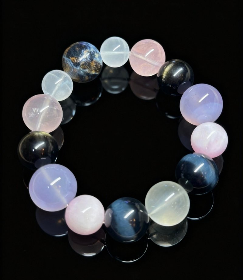 Crystal.EAA Designer Crystal Bracelet - Phantom Night Flowing Colors - Pietersite, Rose Quartz, Tiger's Eye, Blue Tiger's Eye - Bracelets - Crystal Multicolor