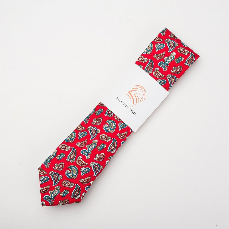 C0615-63 - 領帶/領帶夾 - 棉．麻 紅色