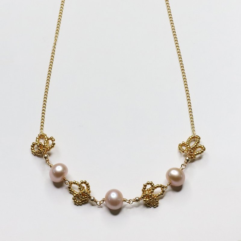 美好年代項鍊 Belle Époque Necklace / 14kgf - 項鍊 - 珍珠 粉紅色