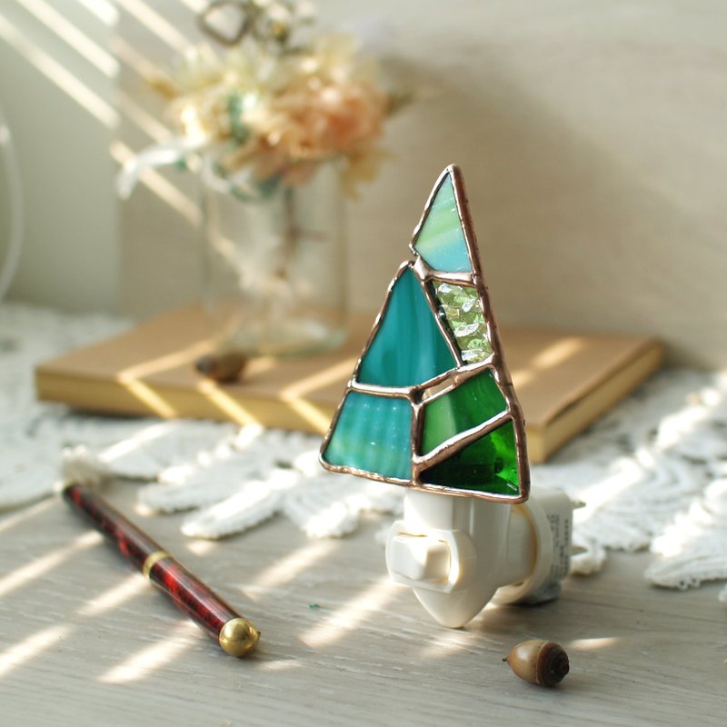 Christmas tree night light/stained glass/mosaic glass - โคมไฟ - วัสดุอื่นๆ หลากหลายสี