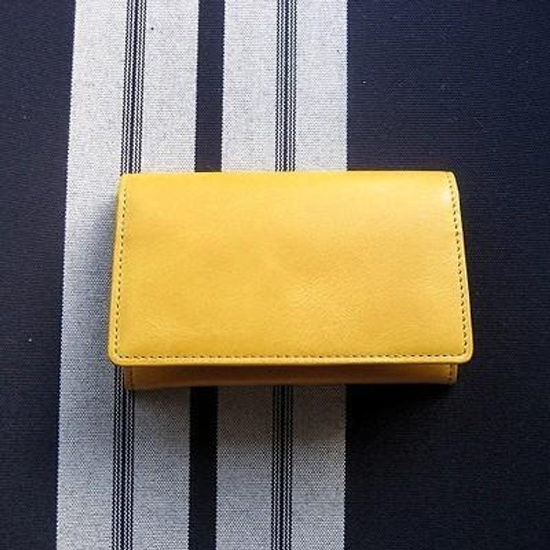Leather business card holder Genoa yellow - Card Stands - Genuine Leather Yellow