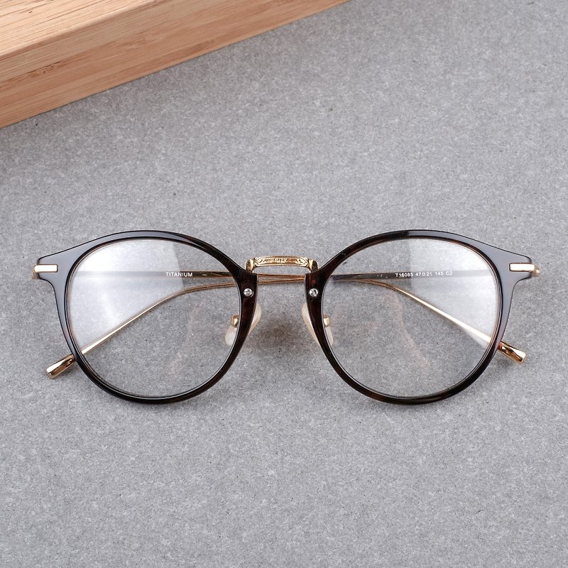 【福利品】韓國 中金復古大框圓框 鈦金屬 男女 眼鏡 鏡框 - 眼鏡/眼鏡框 - 其他材質 黑色