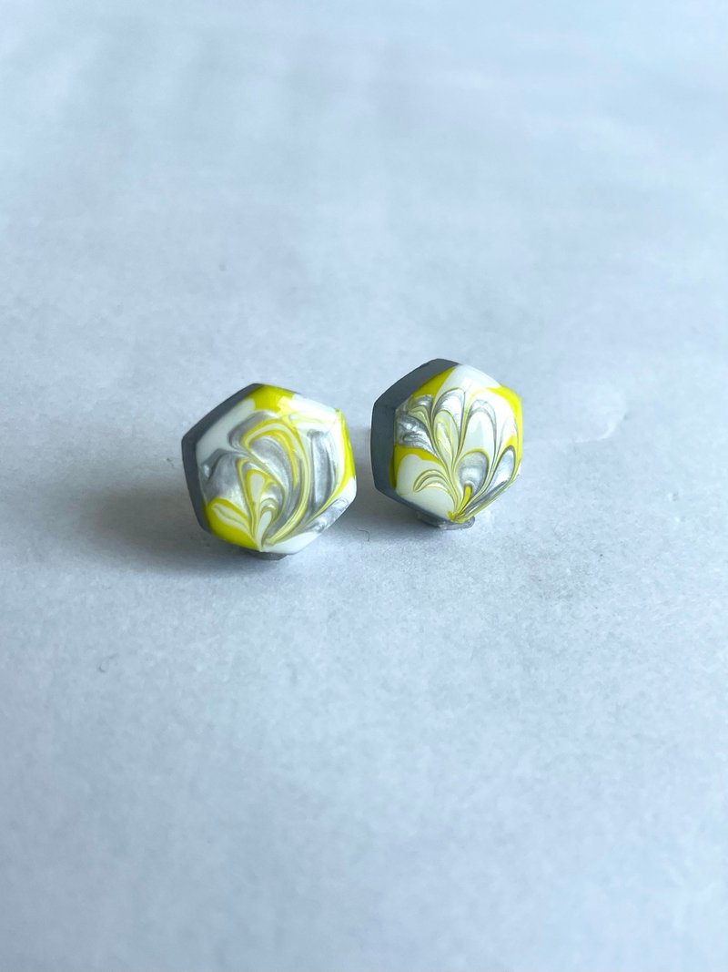 Neon yellow color ceramic cray accessory - Earrings & Clip-ons - Pottery Yellow