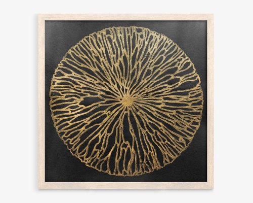 daashart Black Gold Abstract Flower Linocut Print Classical Living Room Wall Art Decor