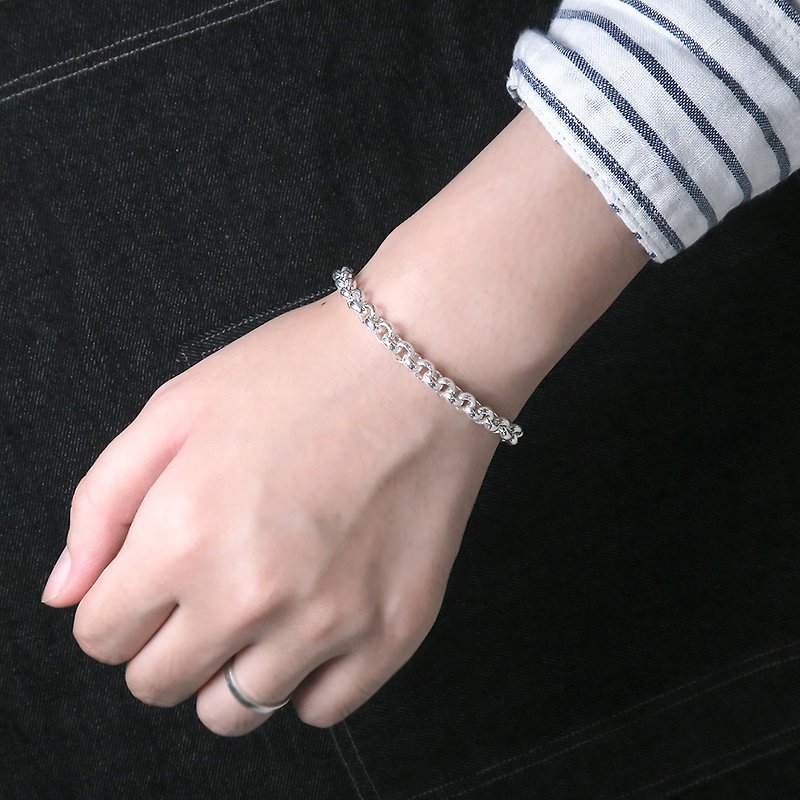 Classic thick circle bracelet silver white 925 sterling silver female bracelet - สร้อยข้อมือ - เงินแท้ สีเงิน