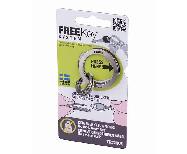 Troika Freekey® system – KR15-02/ST – keyring – patented Freekey® system –  fingernail-friendly – 3 rings – stainless steel, stainless steel– matt –  silver original : : Fashion