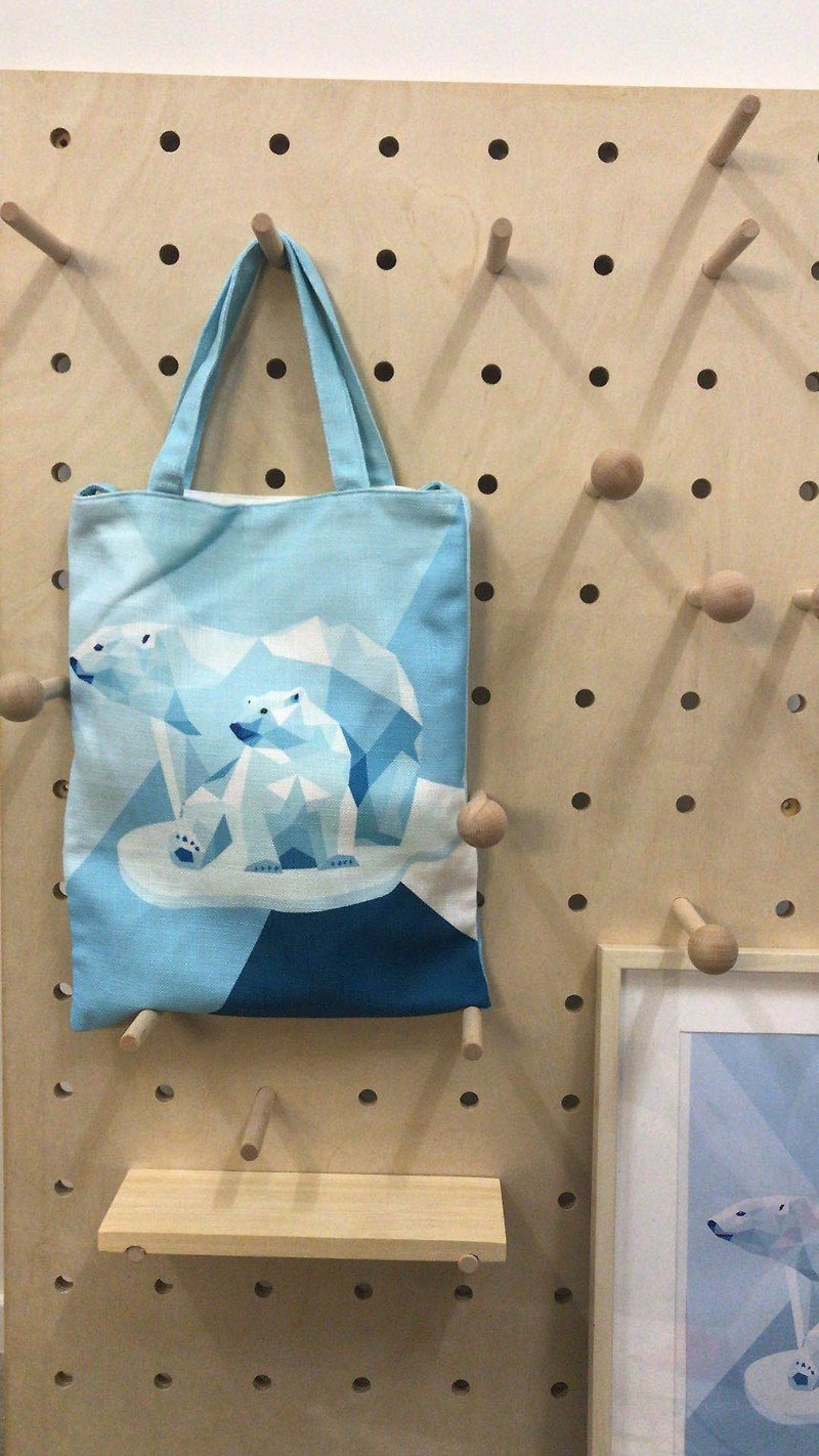 Polar bear tot bag - กระเป๋าแมสเซนเจอร์ - ผ้าฝ้าย/ผ้าลินิน สีน้ำเงิน