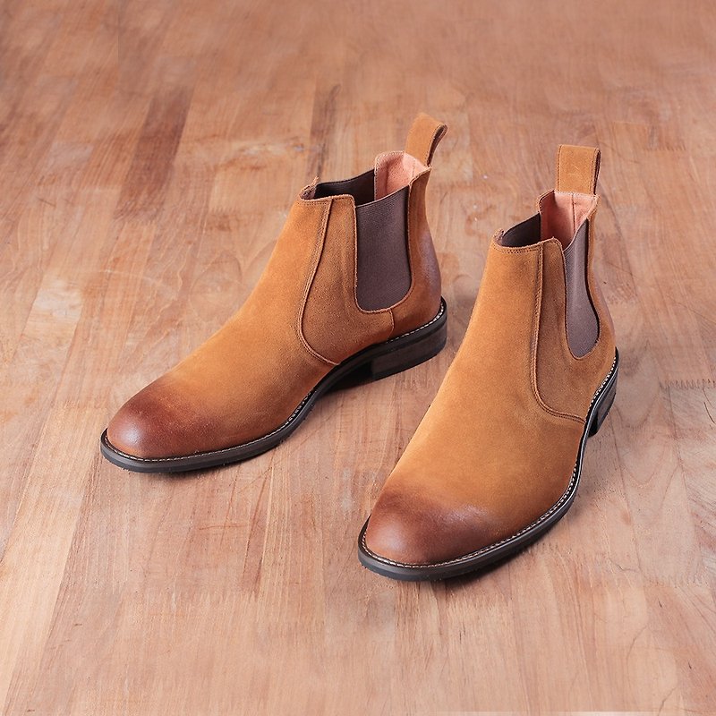 Vanger Life 3M Waterproof Suede Chelsea Boots-Va260 Suede Brown - รองเท้าลำลองผู้ชาย - หนังแท้ สีนำ้ตาล