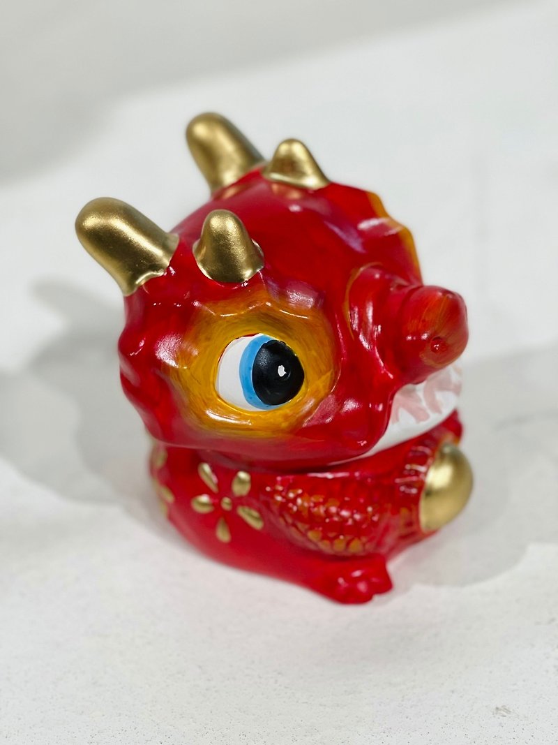 New product for the Year of the Dragon, made in Taiwan, purely hand-painted ceramic red lucky ball dragon prayer money box - Stuffed Dolls & Figurines - Pottery Red