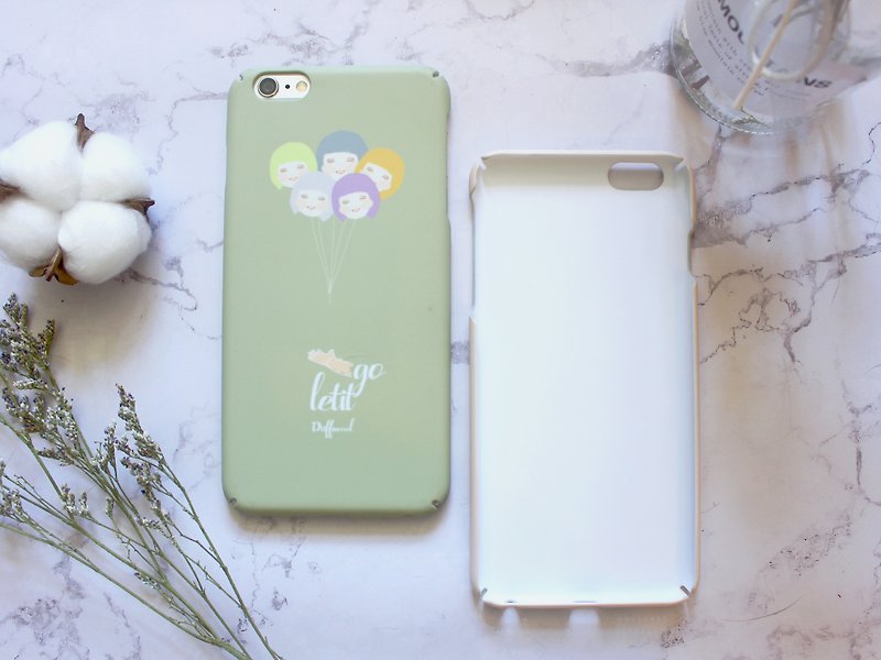 Small fresh matte matte phone iPhone case original healing illustration Let go - Phone Cases - Plastic Green