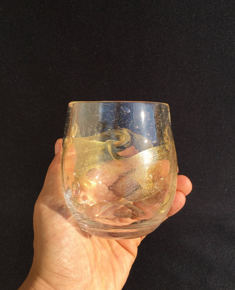 GoldenWave whiskey glass hemp charcoal glass - แก้ว - แก้ว สีทอง