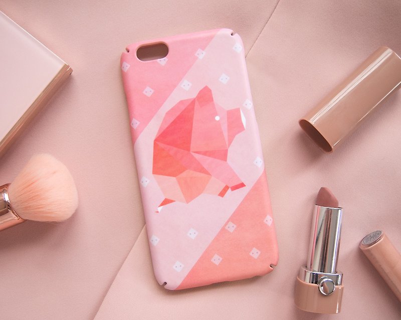 Geometric Pig iPhone case 手機殼 เคสมือถือหมูชมพู - Phone Cases - Plastic Pink