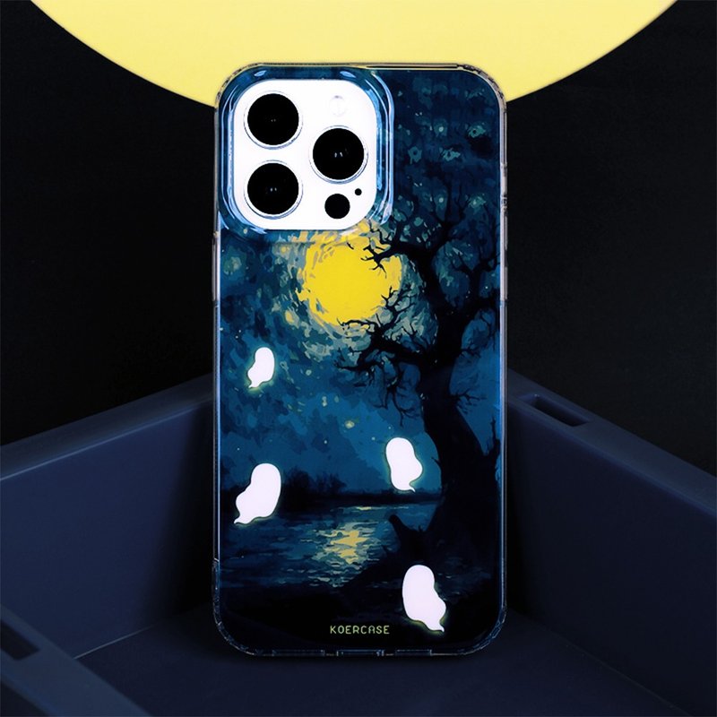 Van Gogh Night Starry Sky Little Ghost iPhone Case - เคส/ซองมือถือ - วัสดุอื่นๆ 