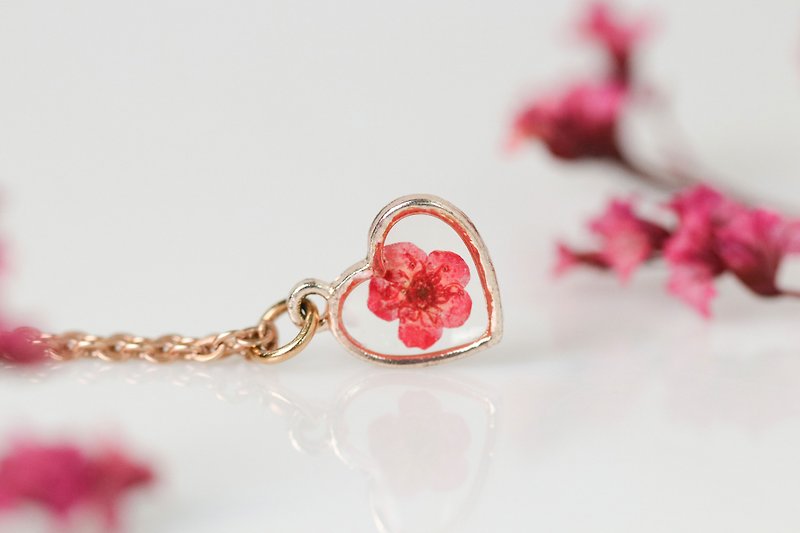 Necklace rose gold (plum) - สร้อยคอ - โรสโกลด์ สึชมพู