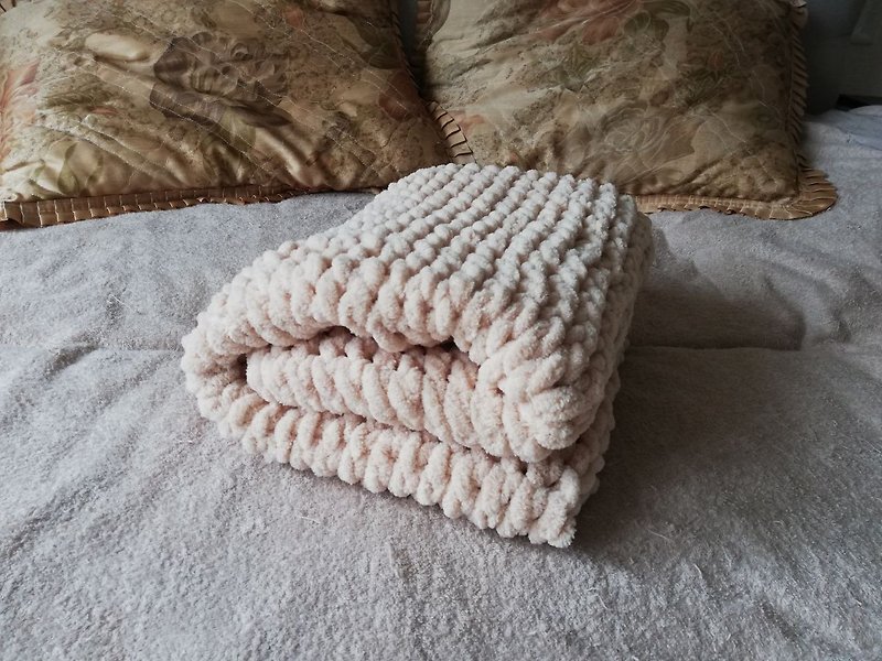 King bedspread korean gifts for her Luxury Throw Blanket minimalistic plaid - 被/毛毯 - 聚酯纖維 卡其色