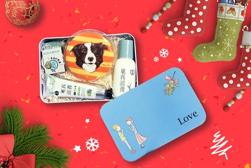 Just nourish your heart Christmas gift box (body milk, hand cream, lip balm, warm pack) - บำรุงเล็บ - โลหะ ขาว