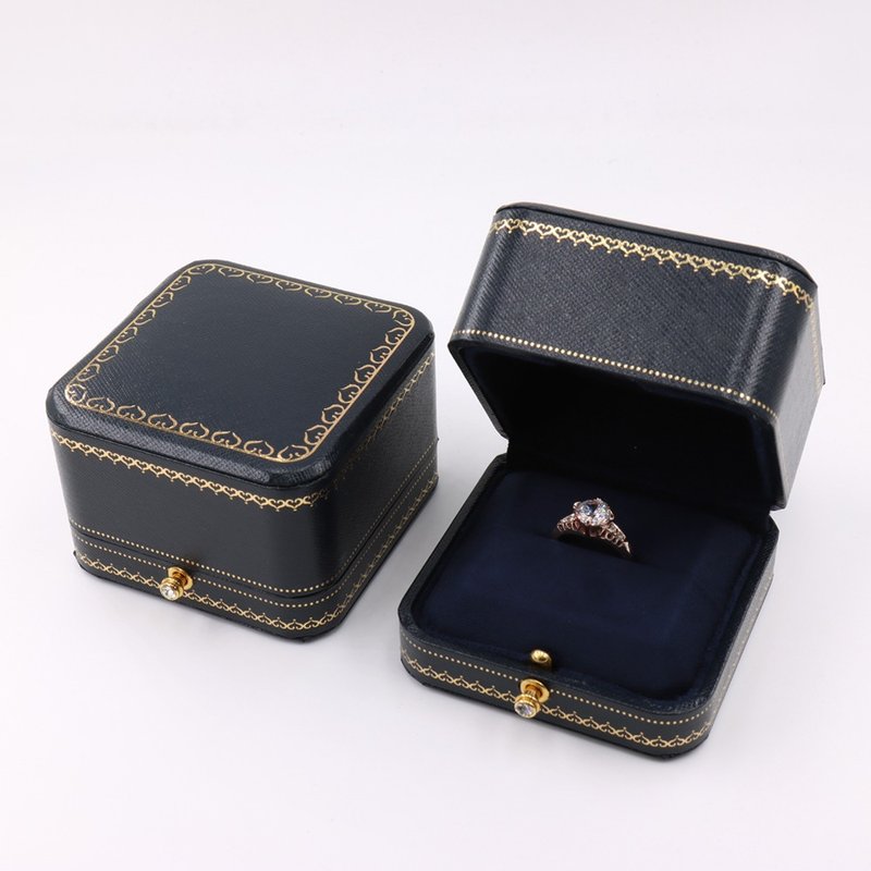 Palace gorgeous jewelry box, rounded corner jewelry box, hot stamping piping ring box - Storage - Cotton & Hemp 